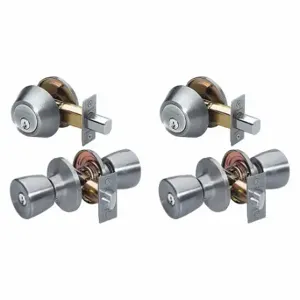 MASTER TUC0615KA4 Lock Knob Lockset, 3, Tulip, Satin Nickel, Kwikset Kw1, Alike Inch Sets Of 4 | CT2HNR 492X09