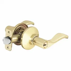 MASTER WL0103KA4 Lock Door Lever Lockset, Grade 3, Wave, Polished Brass, Kwikset Kw1, Alike Inch Sets Of 4 | CT2HHC 492W60