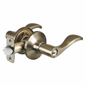 MASTER WL0105KA4 Lock Door Lever Lockset, Grade 3, Wave, Antique Brass, Kwikset Kw1, Alike Inch Sets Of 4 | CT2HFH 492W62