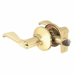 MASTER WL0203KA4 Lock Door Lever Lockset, Grade 3, Wave, Bright Brass, Kwikset Kw1, Alike Inch Sets Of 4 | CT2HGZ 492W64