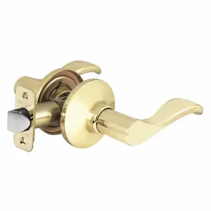 MASTER WL0403BOX Lock Door Lever Lockset, Grade 3, Wave, Polished Brass, Not Keyed | CT2HHD 492W67