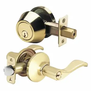 MASTER WLC0603KA4 Lock Door Lever Lockset, Grade 3, Wave, Polished Brass, Kwikset Kw1, Alike Inch Sets Of 4 | CT2HFX 492X11