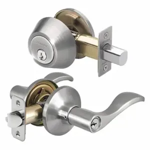 MASTER WLC0615KA4 Lock Door Lever Lockset, Grade 3, Wave, Satin Nickel, Kwikset Kw1, Alike Inch Sets Of 4 | CT2HGL 492X15