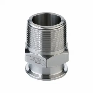 MAXPURE TEG216L.5X.375-PL Straight Adapter, 316L Stainless Steel, Clamp x MNPT, 3/8 Inch Tube OD | CT2KTB 792M20