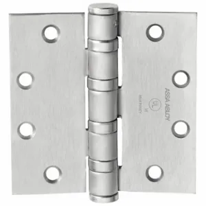 MCKINNEY 4 1/2X4 1/2 T4A378626DNRP Hinge, Brass, Satin Chrome, Square, 4 Holes per Leaf, Screw-On, Ball, Barrel | CT2MPB 56HL15