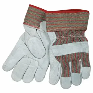 MCR SAFETY 1205L Leather Gloves, Size L, Std, Work Glove, Cowhide, Wing Thumb, Safety Cuff, Red, 12 PK | CT2CGE 26J771