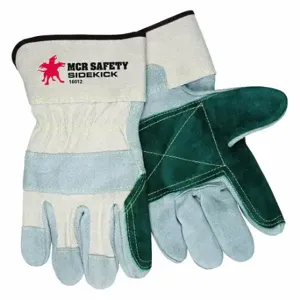 MCR SAFETY 16012L Leather Gloves, Size L, Double Palm, Cowhide, Premium, Glove, Full Finger, Beige, 12 PK | CT2TRN 26K186