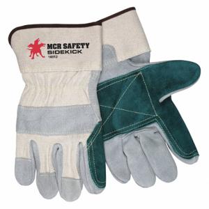 MCR SAFETY 16012M Leather Gloves, Size M, Double Palm, Cowhide, Premium, Glove, Full Finger, Beige, 12 PK | CT2TTX 26K185