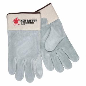 MCR SAFETY 16017L Leather Gloves, Size L, Cowhide, Premium, Glove, Full Finger, Safety Cuff, 16017L, 12 PK | CT2TRE 26K154