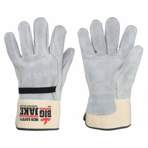MCR SAFETY 1745L Leather Gloves, Size L, Work Glove, Includes Double Palm, Cowhide, Premium, Gray, 12 PK | CT2QZL 491R56