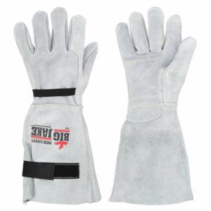 MCR SAFETY 1746L Leather Gloves, Size L, Work Glove, Includes Double Palm, Cowhide, Premium, Gray, 12 PK | CT2QZM 491R60