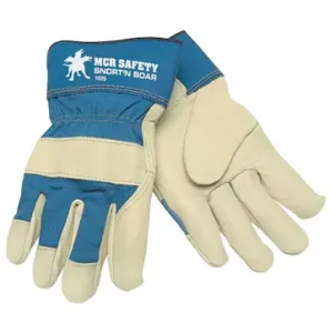 MCR SAFETY 1925S Leather Gloves, Size S, Pigskin, Premium, Glove, Full Finger, Safety Cuff, Blue, 12 PK | CT2TZC 26K256