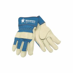 MCR SAFETY 1925XL Leather Gloves, Size XL, Pigskin, Premium, Glove, Full Finger, Safety Cuff, Blue, 12 PK | CT2UGP 26K296