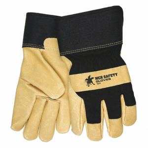 MCR SAFETY 1970XL Leather Gloves, Size XL, Premium, Work Glove, Pigskin, Wing Thumb, Safety Cuff, 12 PK | CT2CHN 26K541