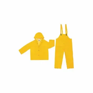 MCR SAFETY 2003M 3-Piece Rainsuit, Detachable Hood, Jacket/Bib Overall, Yellow | CT2QKD 26H515