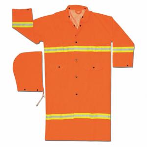 MCR SAFETY 201CRM Rain Coat With Detachable Hood, Orange, Snaps, 2 Pockets, Pvc, Shin Length | CR3RQD 8G546
