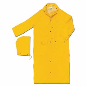MCR SAFETY 260CS Rain Coat With Detachable Hood, S, Yellow, Snaps, Pvc, 2 Pockets, Floor Length | CU6QZV 3JRK7