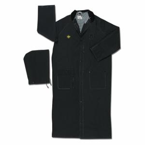 MCR SAFETY 267CX4 Rider Raincoat, 4Xl, Black, Snaps, Pvc, 2 Pockets, Floor Length | CT2TCT 8ZEZ3