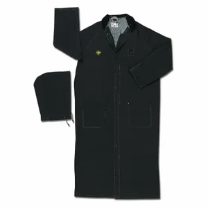 MCR SAFETY 267CL Rider Raincoat, L, Black, Snaps, Pvc, 2 Pockets, Floor Length | CT2TCW 8RMC9