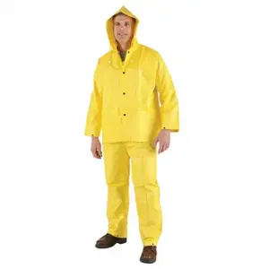 MCR SAFETY 3003X2 3-Piece Rainsuit, Detachable Hood, Jacket/Bib Overall, Yellow | CT2QKH 9DK22