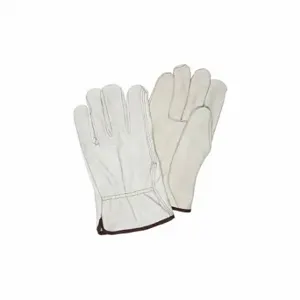 MCR SAFETY 3202L Leather Gloves, Size L, Straight Thumb, Cotton/Polyester, 12 PK | CT2TRX 26K238