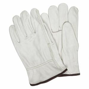 MCR SAFETY 3203M Leather Gloves, Size M, Cowhide, Std, Glove, Full Finger, Shirred Slip-On Cuff, 12 PK | CT2TTQ 26K369