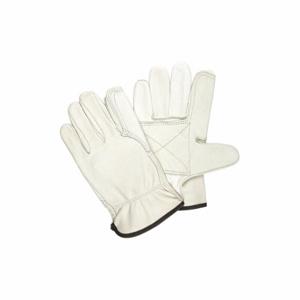 MCR SAFETY 32113DPM Leather Gloves, Size M, Double Palm, Cowhide, Premium, Glove, Full Finger, Beige, 12 PK | CT2TTU 26K532