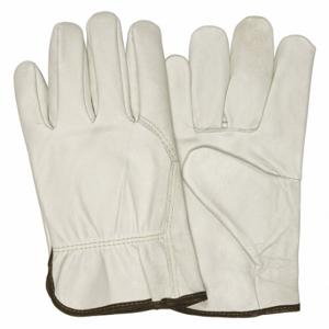 MCR SAFETY 3214M Leather Gloves, Size M, Cowhide, Premium, Glove, Full Finger, Unlined, Wing Thumb, 12 PK | CT2TTH 26K469
