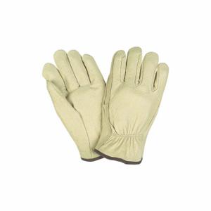 MCR SAFETY 3400M Leather Gloves, Size M, Pigskin, Std, Glove, Full Finger, Shirred Slip-On Cuff, 12 PK | CT2TYM 26K171