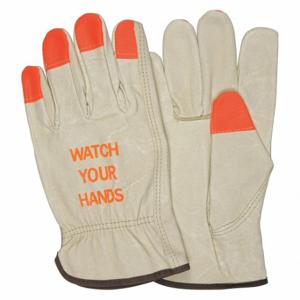 MCR SAFETY 3413HVIM Leather Gloves, Size M, Pigskin, Premium, Glove, Full Finger, Unlined, 12 PK | CT2TYR 21EY37