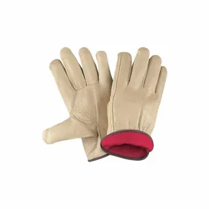 MCR SAFETY 3451M Pigskin Driver Red Fleece Lined, M, PK 12 | CT2PTF 26K386