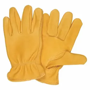 MCR SAFETY 3501L Leather Gloves, Size L, Deerskin, Std, Glove, Full Finger, Shirred Slip-On Cuff, 12 PK | CT2TRL 26K868