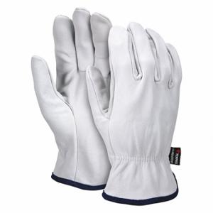 MCR SAFETY 3601XXXL Leather Gloves, 3XL, Goatskin, Premium, Glove, Full Finger, Unlined, White, 12 PK | CT2TQX 26K671