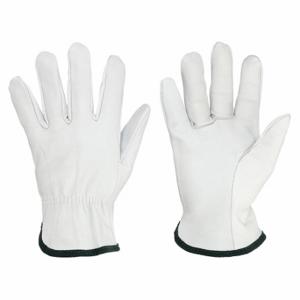 MCR SAFETY 3603M Leather Gloves, Size M, Goatskin, Std, Glove, Full Finger, Shirred Slip-On Cuff, 12 PK | CT2TYK 26K365