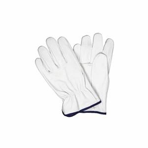 MCR SAFETY 3603L Leather Gloves, Size L, Goatskin, Std, Glove, Full Finger, Shirred Slip-On Cuff, 12 PK | CT2UNN 26K366