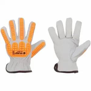 MCR SAFETY 36136HPL Leather Gloves, Size L, Drivers Glove, Goatskin, Std, ANSI Impact Level 1, White, 12 PK | CT2QYA 60HR33