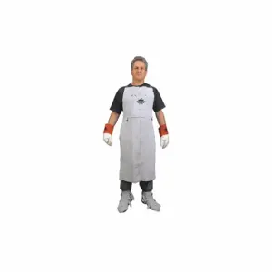 MCR SAFETY 38142MW Welding Apron, Bib Apron, 42 Inch Length, Gray, Cowhide, 24 Inch Width | CT2MUC 26J202