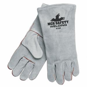 MCR SAFETY 4150 Welding Gloves, Stick, XL/10, PK 12, Wing Thumb, Gauntlet Cuff, Premium, Gray Cowhide | CT2TWY 26K219