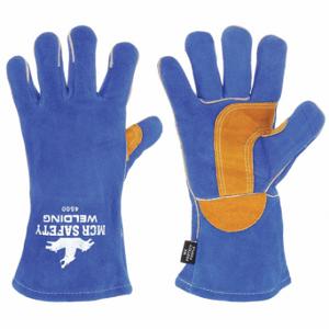 MCR SAFETY 4500L Welding Gloves, Wing Thumb, Gauntlet Cuff, Premium, Blue Cowhide, Safety Welding 4500, B | CT2TWT 115R44