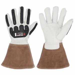MCR SAFETY 48406KL Leather Gloves, Size L, Goatskin, Drivers Glove, ANSI Cut Level A4, Palm Side, 12 PK | CT2QYE 60HR27