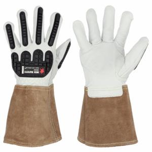 MCR SAFETY 48406L Leather Gloves, Size L, Goatskin, Drivers Glove, ANSI Impact Level 1, Unlined, 12 PK | CT2QYH 60HR24