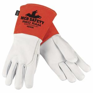 MCR SAFETY 4840KL Welding Leather Glove, Straight Thumb, Gauntlet Cuff, Premium, White Goatsk Inch | CT2TWX 60HP57