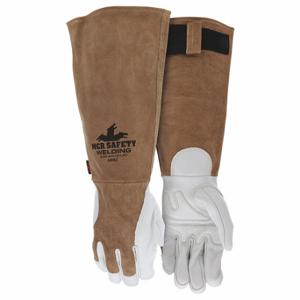 MCR SAFETY 4892L Welding Leather Glove, Wing Thumb, Slip-On Cuff, Premium/White Goatsk Inch, L Glove Size | CT2RHP 60HP72