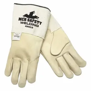 MCR SAFETY 4900LN Premium Grain Cowhide Mig/Tig Welder, Duck Cuff, Wing Thumb, Gauntlet Cuff, Premium, 12 PK | CT2TWR 21EZ17