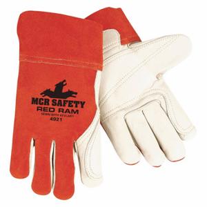 MCR SAFETY 4921S Welding Gloves, MIG, TIG, S/7, PK 12, Wing Thumb, Straight Cuff, Premium, Red Cowhide | CT2TXX 26K685