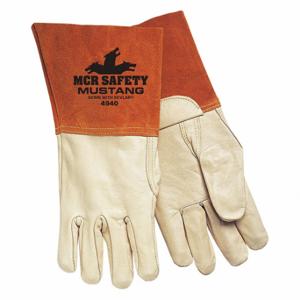 MCR SAFETY 4940L Welding Gloves, MIG, TIG, L/9, PK 12, Straight Thumb, Gauntlet Cuff, Premium, Tan Cowhide | CT2TXJ 26K918