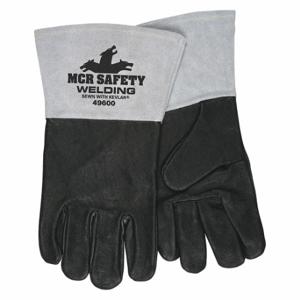 MCR SAFETY 49600M Welding Gloves, MIG, TIG, M/8, PK 12, Wing Thumb, Gauntlet Cuff, Premium, Black Pigsk Inch | CT2TXR 26K487