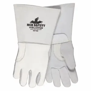 MCR SAFETY 49750L Welding Leather Glove, Straight Thumb, Gauntlet Cuff, Premium Cotton, Foam, MIG, TIG | CT2RGQ 60HP78