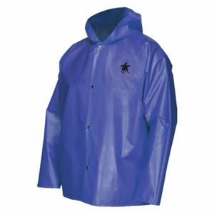 MCR SAFETY 563JHXL Rain Jacket, Xl, Blue, Snap, Attached Hood, Nylon/Tpu, 0 Pockets, Hip Length | CT2QKY 55KW77