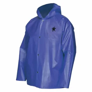 MCR SAFETY 563JHS Rain Jacket, S, Blue, Snap, Attached Hood, Nylon/Tpu, 0 Pockets, Hip Length | CT2QKX 55KW73